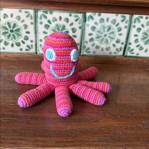 Pebble octopus crochet rattle